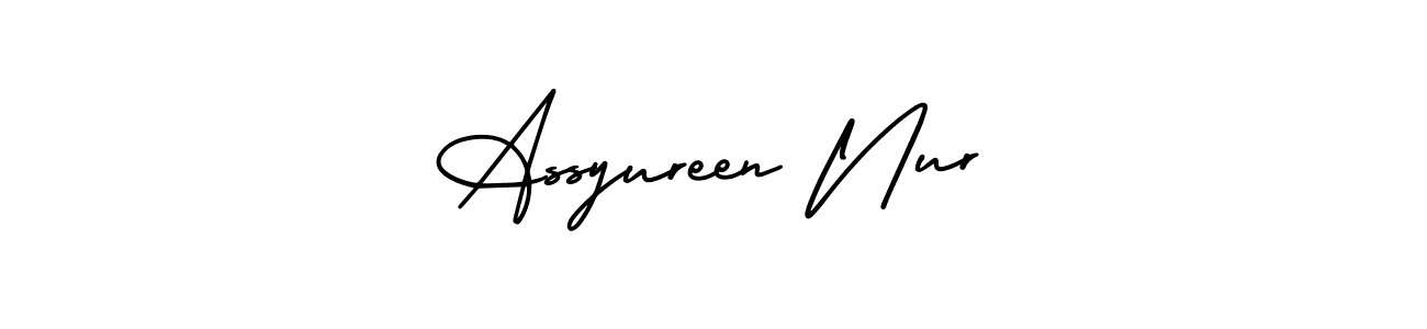 Make a short Assyureen Nur signature style. Manage your documents anywhere anytime using AmerikaSignatureDemo-Regular. Create and add eSignatures, submit forms, share and send files easily. Assyureen Nur signature style 3 images and pictures png
