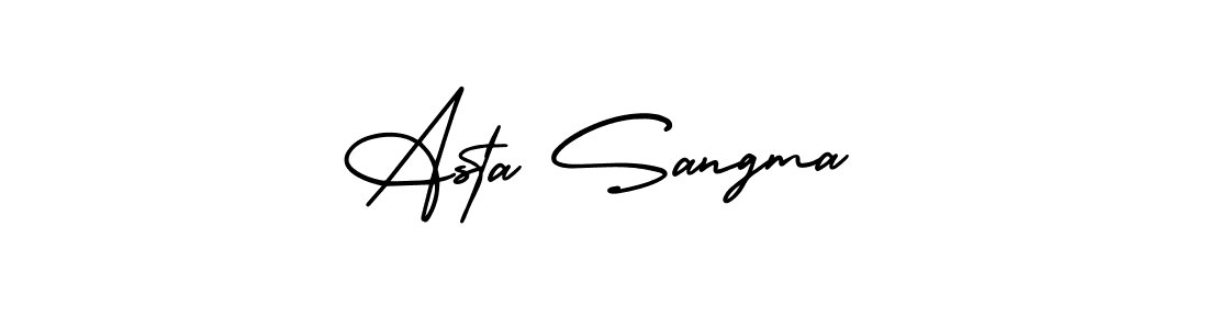 You should practise on your own different ways (AmerikaSignatureDemo-Regular) to write your name (Asta Sangma) in signature. don't let someone else do it for you. Asta Sangma signature style 3 images and pictures png