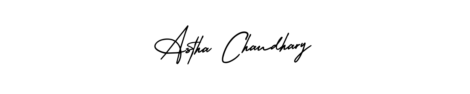 You should practise on your own different ways (AmerikaSignatureDemo-Regular) to write your name (Astha Chaudhary) in signature. don't let someone else do it for you. Astha Chaudhary signature style 3 images and pictures png