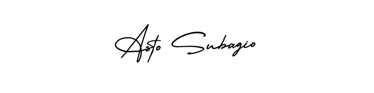 Also You can easily find your signature by using the search form. We will create Asto Subagio name handwritten signature images for you free of cost using AmerikaSignatureDemo-Regular sign style. Asto Subagio signature style 3 images and pictures png