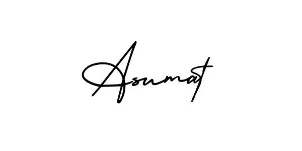 How to make Asumat name signature. Use AmerikaSignatureDemo-Regular style for creating short signs online. This is the latest handwritten sign. Asumat signature style 3 images and pictures png
