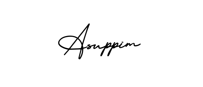 How to make Asuppim name signature. Use AmerikaSignatureDemo-Regular style for creating short signs online. This is the latest handwritten sign. Asuppim signature style 3 images and pictures png