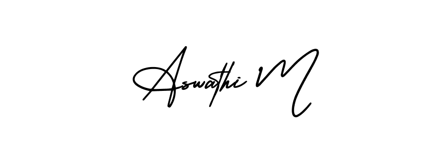 Use a signature maker to create a handwritten signature online. With this signature software, you can design (AmerikaSignatureDemo-Regular) your own signature for name Aswathi M. Aswathi M signature style 3 images and pictures png