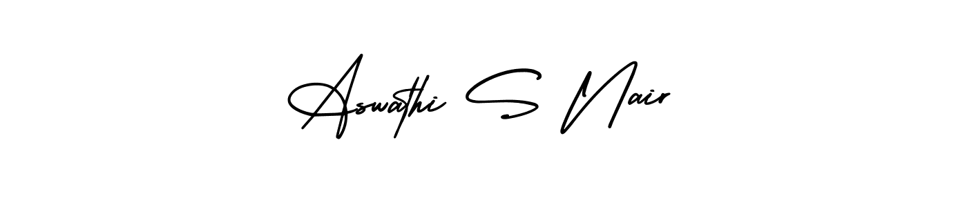 The best way (AmerikaSignatureDemo-Regular) to make a short signature is to pick only two or three words in your name. The name Aswathi S Nair include a total of six letters. For converting this name. Aswathi S Nair signature style 3 images and pictures png