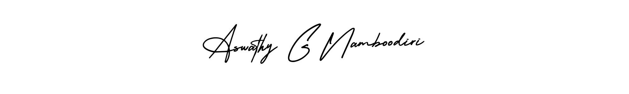 You should practise on your own different ways (AmerikaSignatureDemo-Regular) to write your name (Aswathy G Namboodiri) in signature. don't let someone else do it for you. Aswathy G Namboodiri signature style 3 images and pictures png