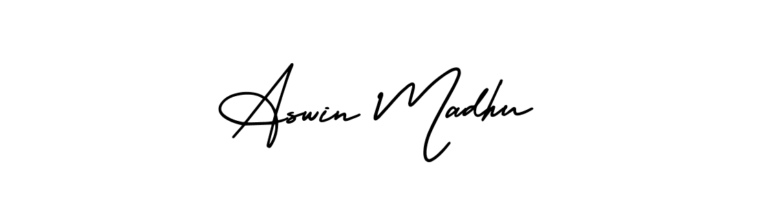 Also You can easily find your signature by using the search form. We will create Aswin Madhu name handwritten signature images for you free of cost using AmerikaSignatureDemo-Regular sign style. Aswin Madhu signature style 3 images and pictures png