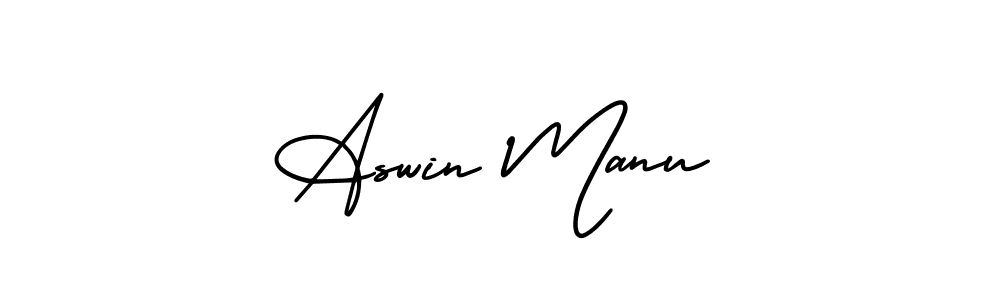 It looks lik you need a new signature style for name Aswin Manu. Design unique handwritten (AmerikaSignatureDemo-Regular) signature with our free signature maker in just a few clicks. Aswin Manu signature style 3 images and pictures png