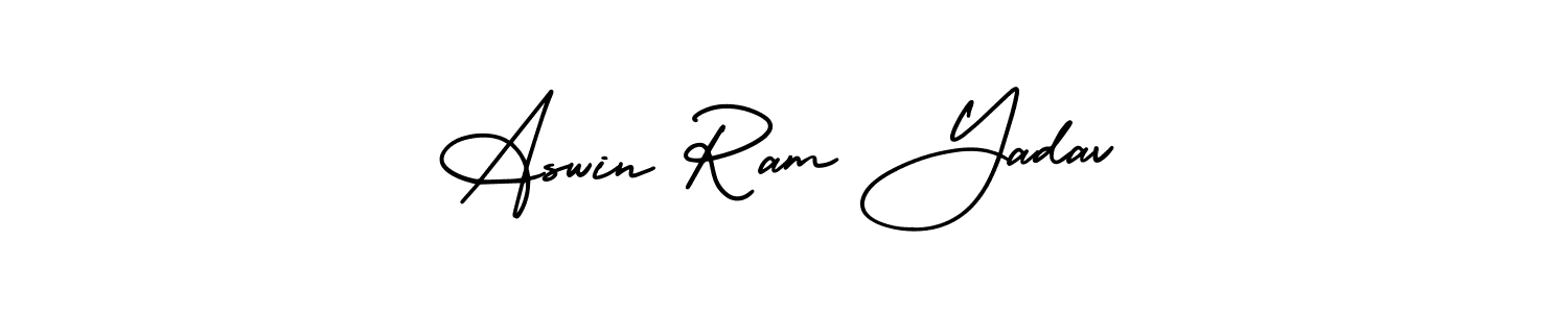 You should practise on your own different ways (AmerikaSignatureDemo-Regular) to write your name (Aswin Ram Yadav) in signature. don't let someone else do it for you. Aswin Ram Yadav signature style 3 images and pictures png