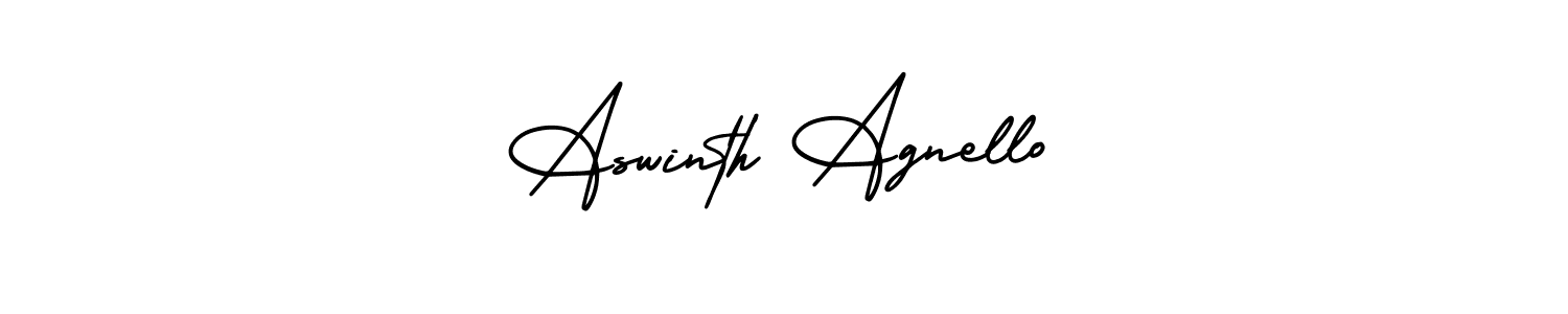 This is the best signature style for the Aswinth Agnello name. Also you like these signature font (AmerikaSignatureDemo-Regular). Mix name signature. Aswinth Agnello signature style 3 images and pictures png