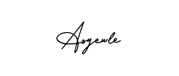 The best way (AmerikaSignatureDemo-Regular) to make a short signature is to pick only two or three words in your name. The name Asyewle include a total of six letters. For converting this name. Asyewle signature style 3 images and pictures png