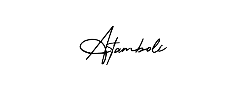 You should practise on your own different ways (AmerikaSignatureDemo-Regular) to write your name (Atamboli) in signature. don't let someone else do it for you. Atamboli signature style 3 images and pictures png