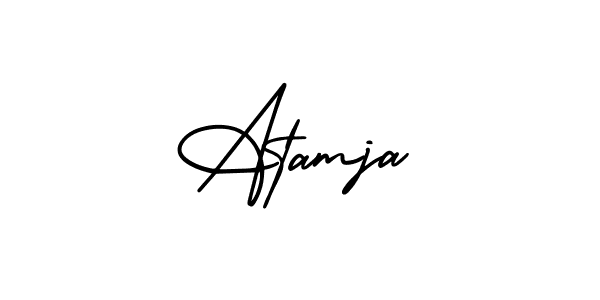 if you are searching for the best signature style for your name Atamja. so please give up your signature search. here we have designed multiple signature styles  using AmerikaSignatureDemo-Regular. Atamja signature style 3 images and pictures png