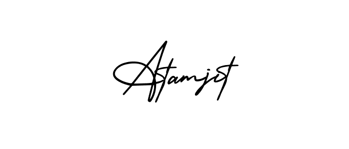 You should practise on your own different ways (AmerikaSignatureDemo-Regular) to write your name (Atamjit) in signature. don't let someone else do it for you. Atamjit signature style 3 images and pictures png