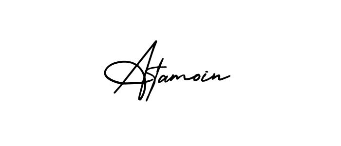 The best way (AmerikaSignatureDemo-Regular) to make a short signature is to pick only two or three words in your name. The name Atamoin include a total of six letters. For converting this name. Atamoin signature style 3 images and pictures png