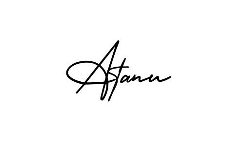 You should practise on your own different ways (AmerikaSignatureDemo-Regular) to write your name (Atanu) in signature. don't let someone else do it for you. Atanu signature style 3 images and pictures png