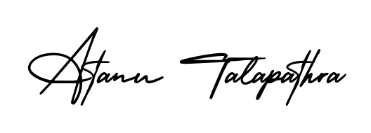 Express your personality with a custom Atanu Talapathra signature crafted with AmerikaSignatureDemo-Regular typography. Free transparent PNG download available. Atanu Talapathra signature style 3 images and pictures png