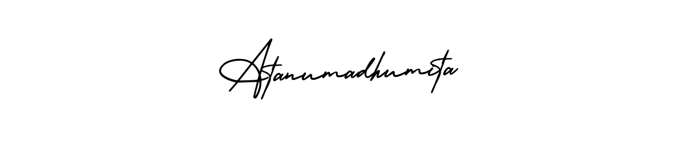 How to make Atanumadhumita signature? AmerikaSignatureDemo-Regular is a professional autograph style. Create handwritten signature for Atanumadhumita name. Atanumadhumita signature style 3 images and pictures png