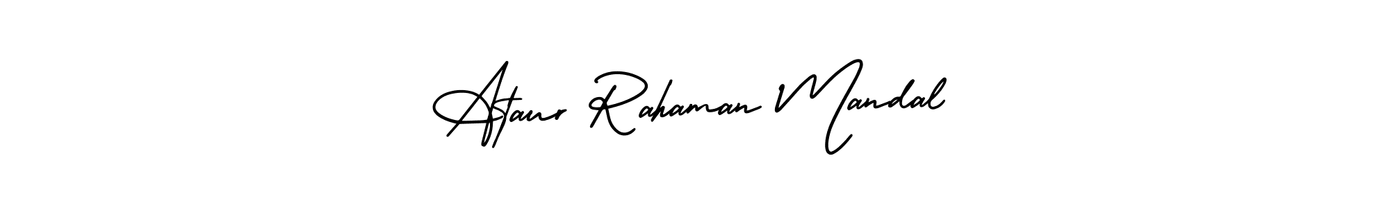 You should practise on your own different ways (AmerikaSignatureDemo-Regular) to write your name (Ataur Rahaman Mandal) in signature. don't let someone else do it for you. Ataur Rahaman Mandal signature style 3 images and pictures png