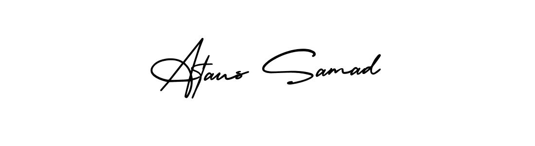 You should practise on your own different ways (AmerikaSignatureDemo-Regular) to write your name (Ataus Samad) in signature. don't let someone else do it for you. Ataus Samad signature style 3 images and pictures png