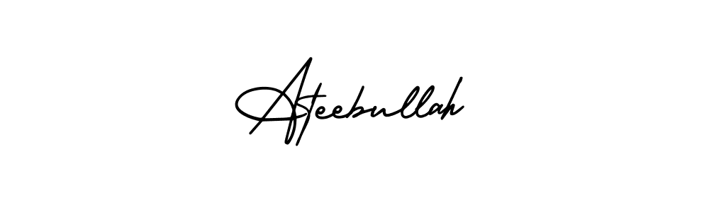 The best way (AmerikaSignatureDemo-Regular) to make a short signature is to pick only two or three words in your name. The name Ateebullah include a total of six letters. For converting this name. Ateebullah signature style 3 images and pictures png