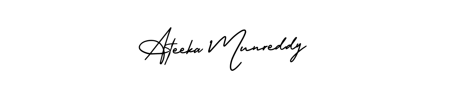 It looks lik you need a new signature style for name Ateeka Munreddy. Design unique handwritten (AmerikaSignatureDemo-Regular) signature with our free signature maker in just a few clicks. Ateeka Munreddy signature style 3 images and pictures png