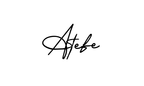 You should practise on your own different ways (AmerikaSignatureDemo-Regular) to write your name (Atefe) in signature. don't let someone else do it for you. Atefe signature style 3 images and pictures png