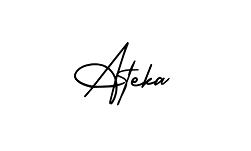 You should practise on your own different ways (AmerikaSignatureDemo-Regular) to write your name (Ateka) in signature. don't let someone else do it for you. Ateka signature style 3 images and pictures png