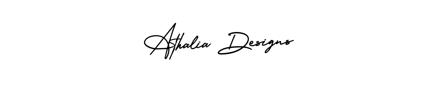 You should practise on your own different ways (AmerikaSignatureDemo-Regular) to write your name (Athalia Designs) in signature. don't let someone else do it for you. Athalia Designs signature style 3 images and pictures png