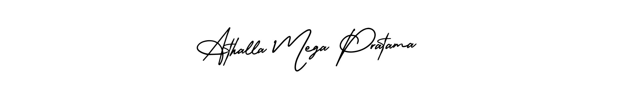 if you are searching for the best signature style for your name Athalla Mega Pratama. so please give up your signature search. here we have designed multiple signature styles  using AmerikaSignatureDemo-Regular. Athalla Mega Pratama signature style 3 images and pictures png