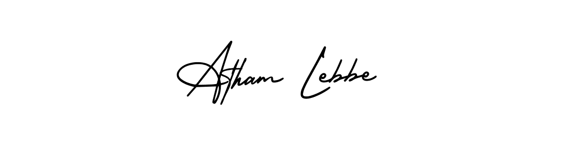 How to make Atham Lebbe name signature. Use AmerikaSignatureDemo-Regular style for creating short signs online. This is the latest handwritten sign. Atham Lebbe signature style 3 images and pictures png