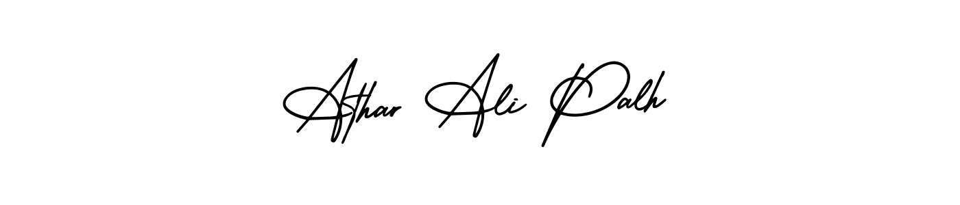 You should practise on your own different ways (AmerikaSignatureDemo-Regular) to write your name (Athar Ali Palh) in signature. don't let someone else do it for you. Athar Ali Palh signature style 3 images and pictures png