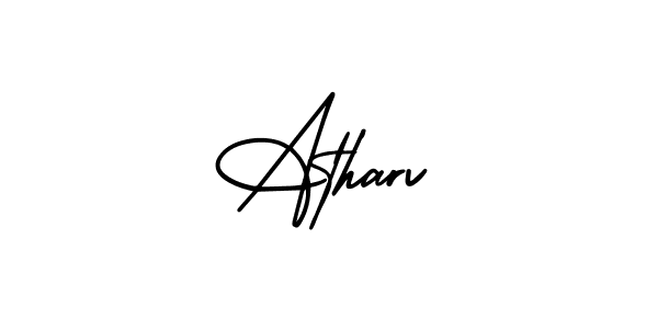 This is the best signature style for the Atharv name. Also you like these signature font (AmerikaSignatureDemo-Regular). Mix name signature. Atharv signature style 3 images and pictures png