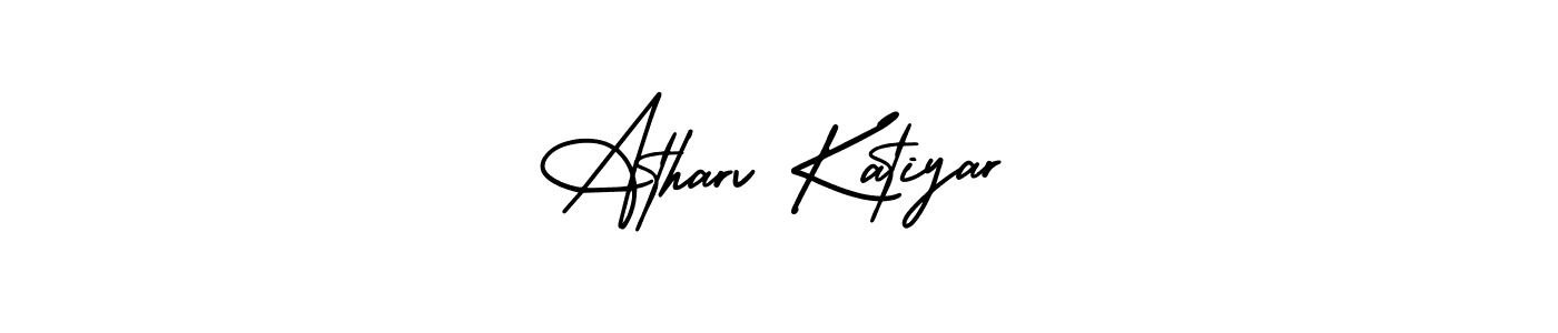 The best way (AmerikaSignatureDemo-Regular) to make a short signature is to pick only two or three words in your name. The name Atharv Katiyar include a total of six letters. For converting this name. Atharv Katiyar signature style 3 images and pictures png