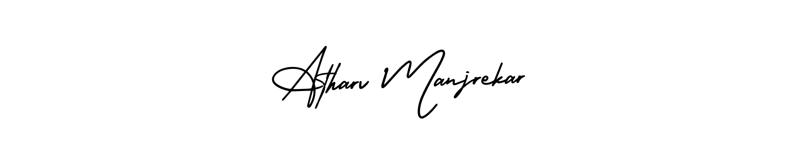 The best way (AmerikaSignatureDemo-Regular) to make a short signature is to pick only two or three words in your name. The name Atharv Manjrekar include a total of six letters. For converting this name. Atharv Manjrekar signature style 3 images and pictures png