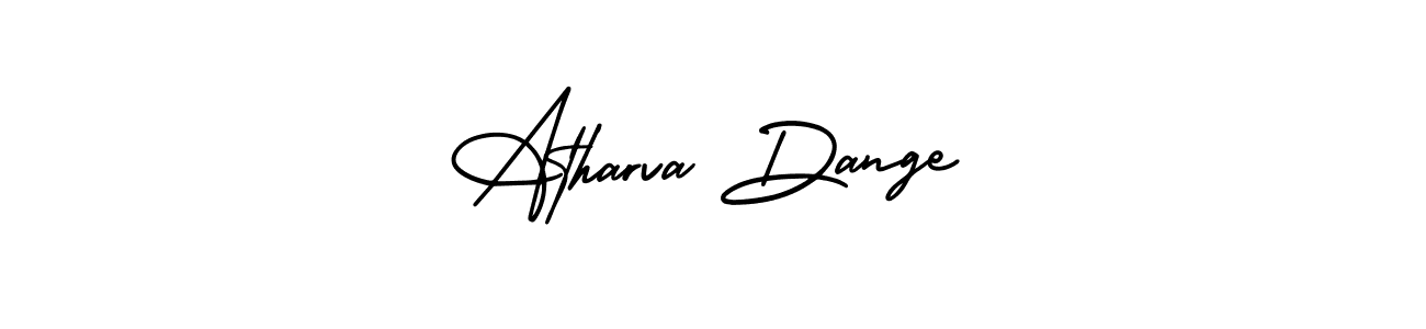 You should practise on your own different ways (AmerikaSignatureDemo-Regular) to write your name (Atharva Dange) in signature. don't let someone else do it for you. Atharva Dange signature style 3 images and pictures png