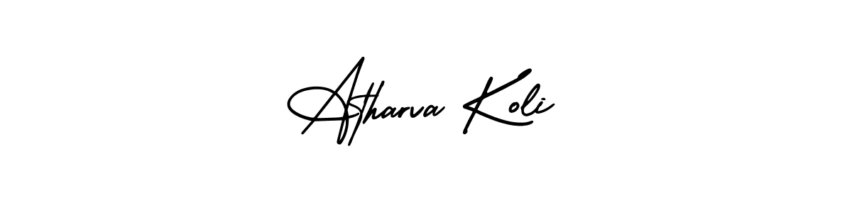 if you are searching for the best signature style for your name Atharva Koli. so please give up your signature search. here we have designed multiple signature styles  using AmerikaSignatureDemo-Regular. Atharva Koli signature style 3 images and pictures png