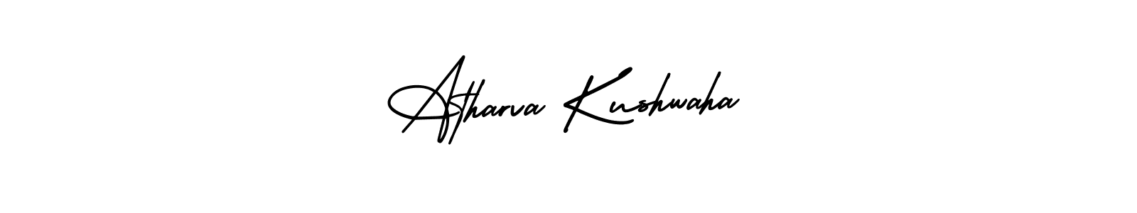 You should practise on your own different ways (AmerikaSignatureDemo-Regular) to write your name (Atharva Kushwaha) in signature. don't let someone else do it for you. Atharva Kushwaha signature style 3 images and pictures png