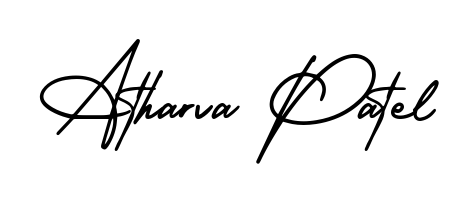 Express your personality with a custom Atharva Patel signature crafted with AmerikaSignatureDemo-Regular typography. Free transparent PNG download available. Atharva Patel signature style 3 images and pictures png