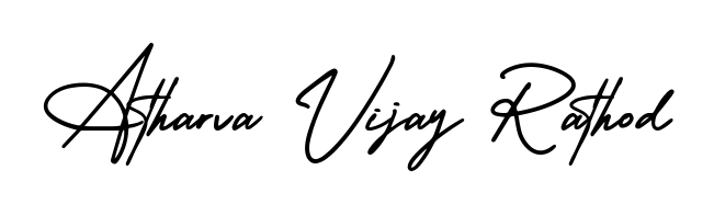 Personalize your online presence with Atharva Vijay Rathod signature rendered in elegant AmerikaSignatureDemo-Regular font. Great for website footers and blogs. Atharva Vijay Rathod signature style 3 images and pictures png