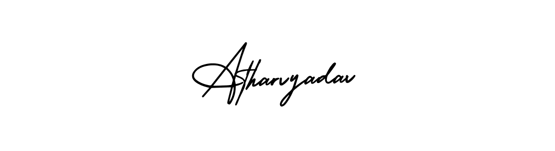 This is the best signature style for the Atharvyadav name. Also you like these signature font (AmerikaSignatureDemo-Regular). Mix name signature. Atharvyadav signature style 3 images and pictures png