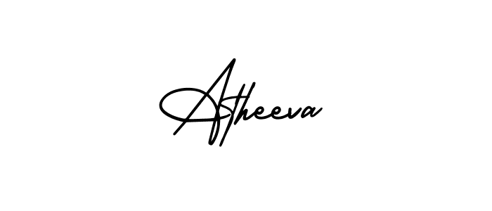 How to make Atheeva name signature. Use AmerikaSignatureDemo-Regular style for creating short signs online. This is the latest handwritten sign. Atheeva signature style 3 images and pictures png