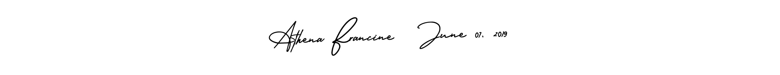 The best way (AmerikaSignatureDemo-Regular) to make a short signature is to pick only two or three words in your name. The name Athena Francine   June 07, 2019 include a total of six letters. For converting this name. Athena Francine   June 07, 2019 signature style 3 images and pictures png