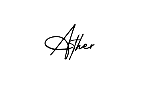 Similarly AmerikaSignatureDemo-Regular is the best handwritten signature design. Signature creator online .You can use it as an online autograph creator for name Ather. Ather signature style 3 images and pictures png