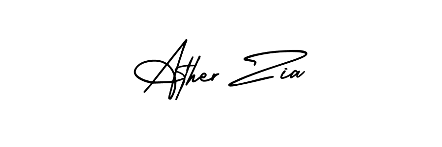 You should practise on your own different ways (AmerikaSignatureDemo-Regular) to write your name (Ather Zia) in signature. don't let someone else do it for you. Ather Zia signature style 3 images and pictures png