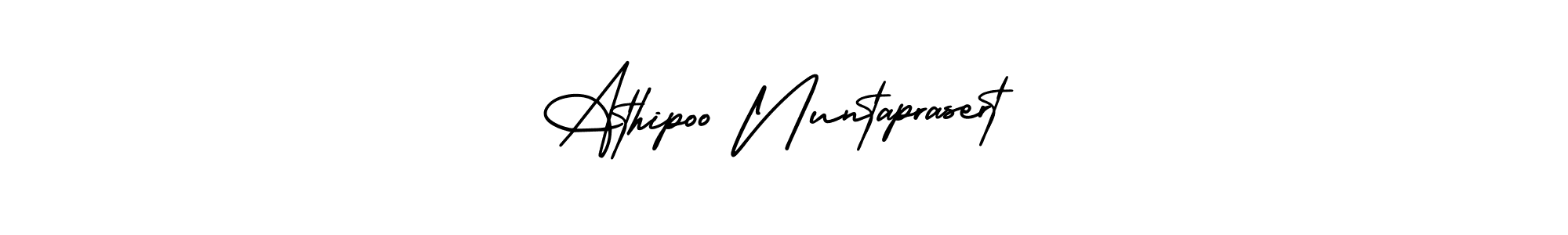 AmerikaSignatureDemo-Regular is a professional signature style that is perfect for those who want to add a touch of class to their signature. It is also a great choice for those who want to make their signature more unique. Get Athipoo Nuntaprasert name to fancy signature for free. Athipoo Nuntaprasert signature style 3 images and pictures png