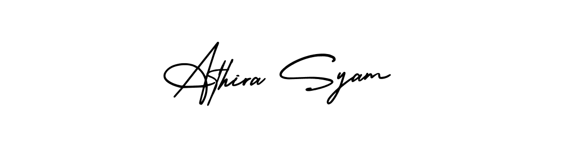 The best way (AmerikaSignatureDemo-Regular) to make a short signature is to pick only two or three words in your name. The name Athira Syam include a total of six letters. For converting this name. Athira Syam signature style 3 images and pictures png