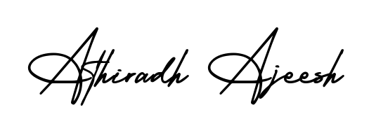 Looking for an artistic signature for Athiradh Ajeesh? The AmerikaSignatureDemo-Regular calligraphy style gives a sophisticated flow suitable for business cards and emails. Athiradh Ajeesh signature style 3 images and pictures png