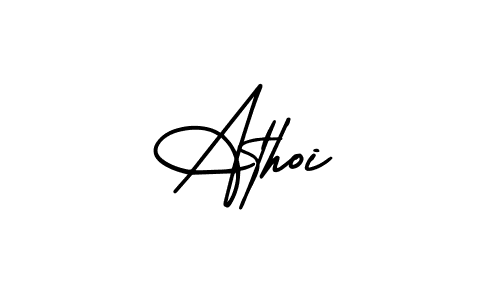 How to make Athoi name signature. Use AmerikaSignatureDemo-Regular style for creating short signs online. This is the latest handwritten sign. Athoi signature style 3 images and pictures png