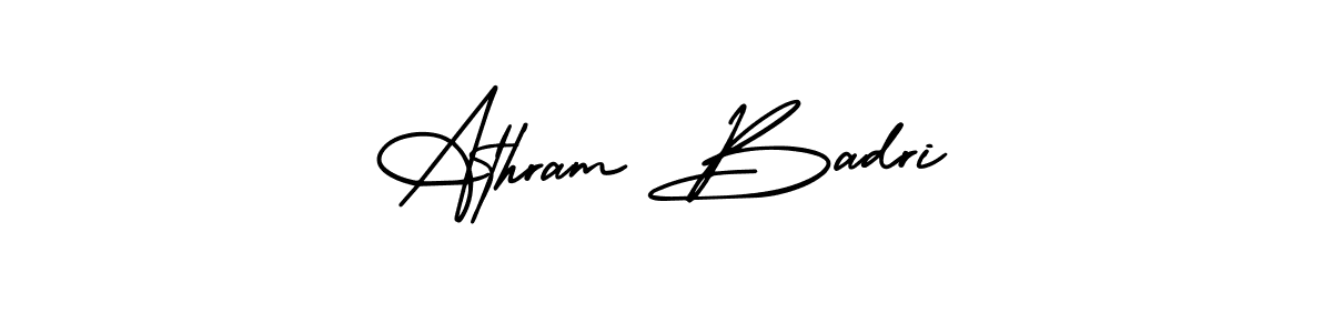Use a signature maker to create a handwritten signature online. With this signature software, you can design (AmerikaSignatureDemo-Regular) your own signature for name Athram Badri. Athram Badri signature style 3 images and pictures png