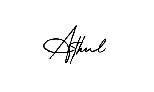 Athul stylish signature style. Best Handwritten Sign (AmerikaSignatureDemo-Regular) for my name. Handwritten Signature Collection Ideas for my name Athul. Athul signature style 3 images and pictures png